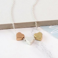 Triple Heart Mixed Finish Necklace by Peace of Mind
